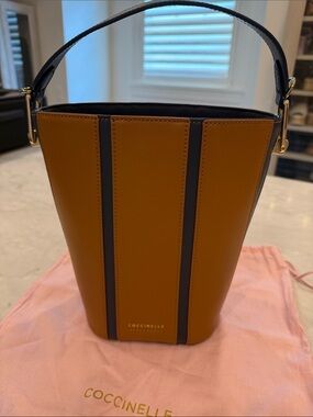Coccinelle NWT Navy and Carmel Bucket Shoulder Bag